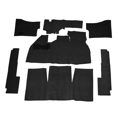 CARPET SET, BLACK, DELUXE W/FOOTREST, 58-68 BEETLE SEDAN