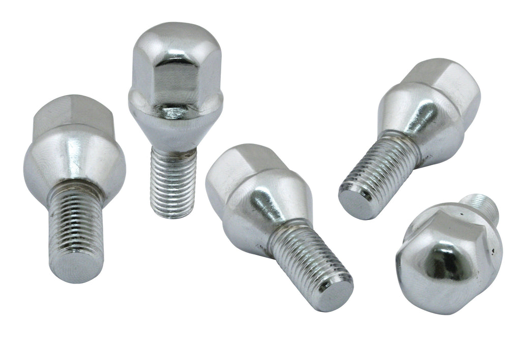 60 DEGREE CHROME LUG BOLTS 19mm hex head. 12mm thread in set of 5.