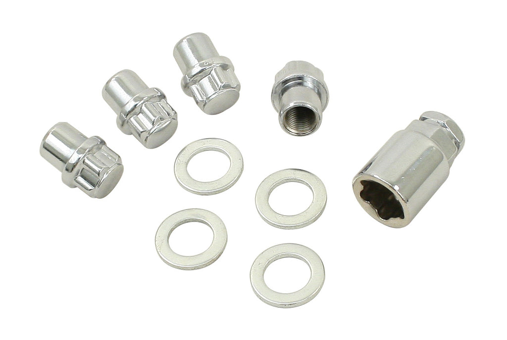 CHROME WHEEL LOCKS M12 -1.5, Acorn Nut, set of 4