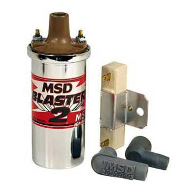 MSD CHROME BLASTER2 COIL, w/BALLAST HARDWARE