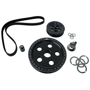 SERPENTINE PULLEY SYSTEM W/ SPRING LOADED TENSIONER-BLACK