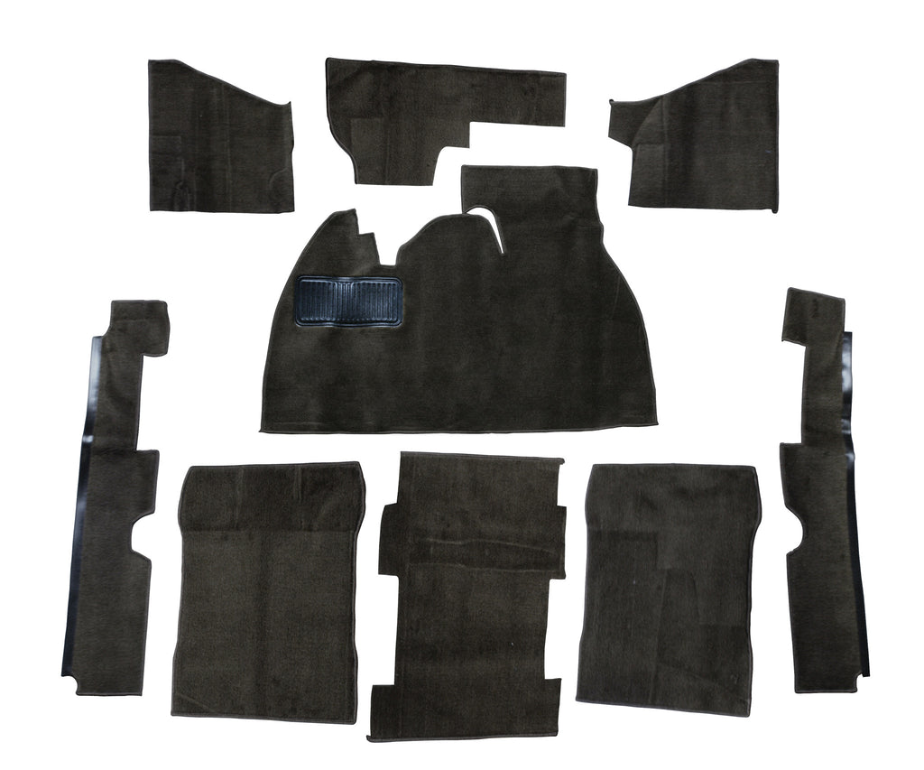 CARPET SET, BLACK, DELUXE WITH FOOTREST, 73-77 STANDARD BEETLE