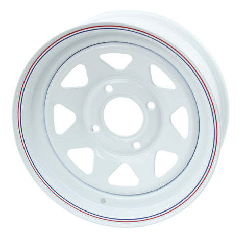 WHITE SPOKE WHEELS 15 x 10 WIDE WITH 2" BACK SPACING